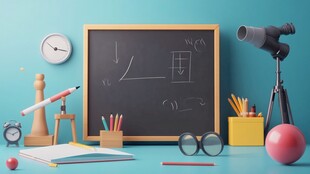 教室一角的学习用具与黑板