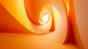 橙黄螺旋通道光影艺术