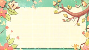 春日花卉边框背景图