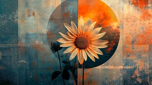 梦幻向日葵与复古背景