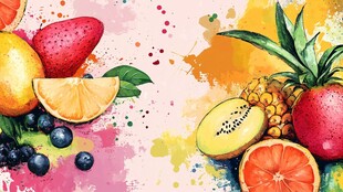 缤纷多彩的手绘新鲜水果