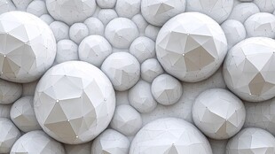 白色多边形球体创意背景图