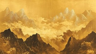 金色山川云海壮丽景观