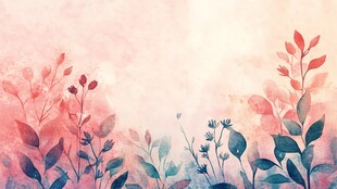 梦幻水彩风植物花卉背景