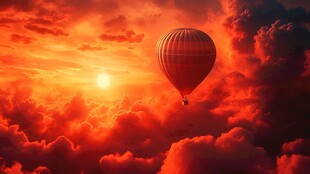 夕阳下的梦幻热气球之旅