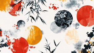 水墨风抽象中式元素图案