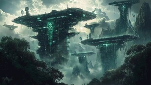 未来悬浮之城科幻景观