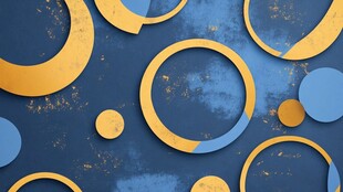 蓝黄圆形几何图案背景