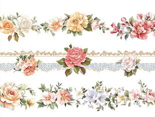 复古花卉花边装饰图案