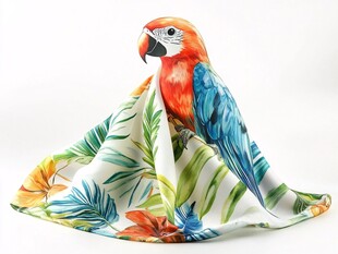 鹦鹉印花丝巾展示图