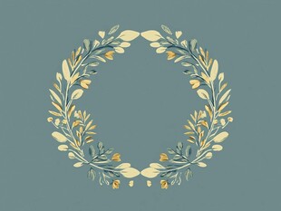 手绘清新花卉花环图案