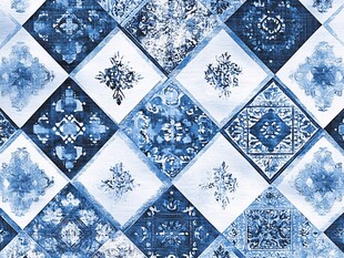 蓝白雪花瓷砖图案设计