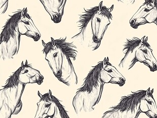 马头图案 手绘风格动物纹样