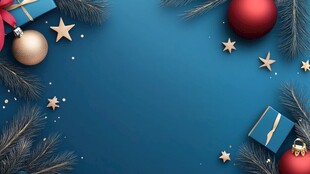 蓝色圣诞装饰背景图