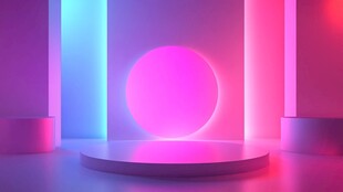 炫彩霓虹舞台圆形展示空间