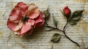 复古纸上的娇艳玫瑰
