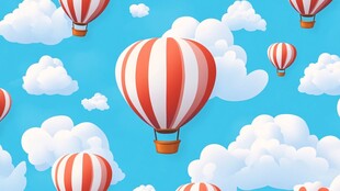 蓝天下的缤纷热气球