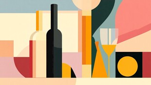 简约风酒瓶与酒杯插画