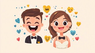 甜蜜新婚夫妇 爱心环绕