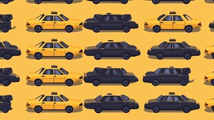 出租车图案 多彩车辆排列