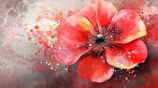 绚丽绽放的抽象红花朵