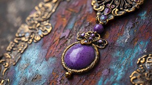 复古华丽紫宝石吊坠饰品