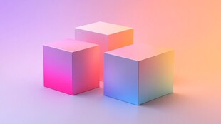 三色渐变立方体背景图