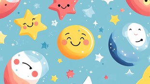 可爱星空卡通形象插画