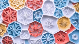 多彩立体六边形花纹图案