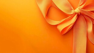 橙色丝带蝴蝶结精美特写