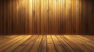 木质墙面地板的室内空间