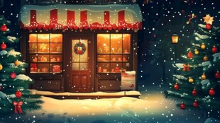 雪夜中的温馨圣诞小店