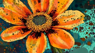 橙色花卉艺术插画