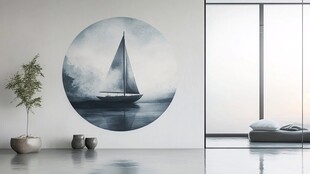圆形帆船壁画装点简约空间