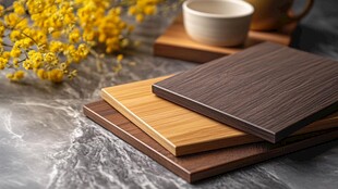 多样木纹板材与温馨茶具
