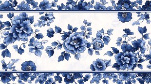 蓝白花卉精美图案纹理