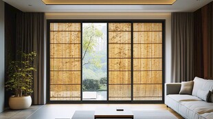 日式风格客厅与竹质移门