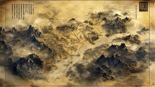 古风山水地图绘景