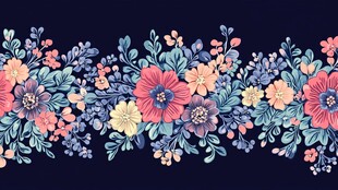 复古花卉图案的精美花边