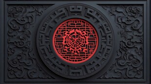 中式雕花窗饰 红黑经典风