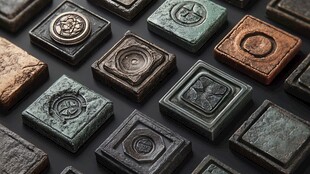 复古金属质感方形浮雕物件