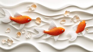 瓷盘上的灵动金鱼艺术