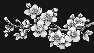 银饰风花卉枝条图案设计