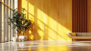 阳光洒落的室内静谧角落