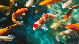 灵动锦鲤畅游水中世界