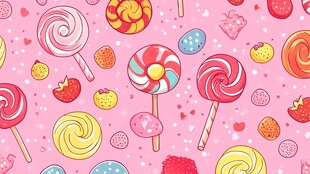 甜蜜糖果卡通无缝图案
