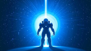 太空机甲战士迎向神秘光束