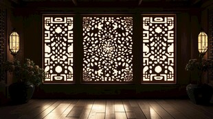 中式古典镂空窗雅致空间