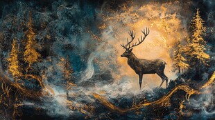 梦幻森林中的神秘雄鹿