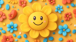 微笑向日葵与多彩小花